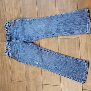 Baccini stretch denim blue jeans Embellish Copper brads classic 5 pocket…6P EUC